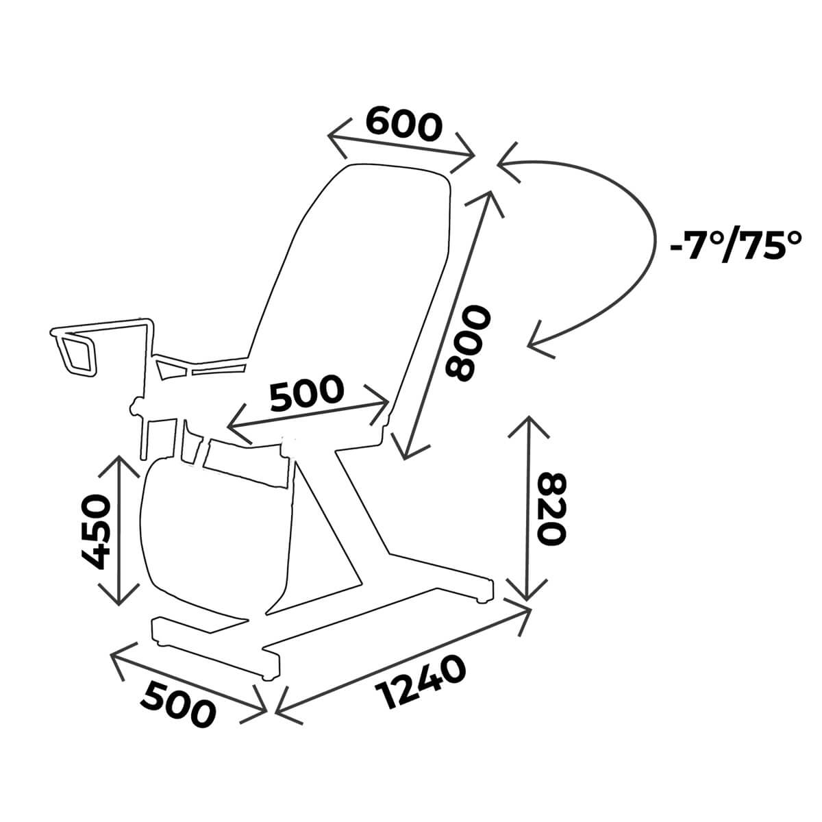 Gynaecological chair 3 sections, with stirrups